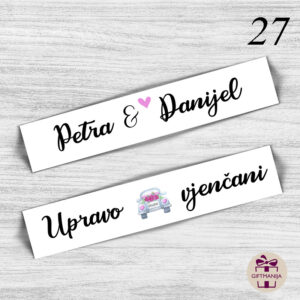 autotablice; svadbene autotablice; svadbene dekoracije; dekoracije za vjenčanja; poklon za šofera; giftmanija; personalizirane tablice; vjenčanja; svadbe; dekoracije za vjenčanja; auto; tablice; svadbena dekoracija za auto; svadbene tablice za barjaktare; barjaktari; auto tablice;