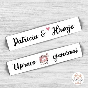 Svadbene auto tablice s imenima mladenaca - personalizirane PVC tablice za vjenčanje