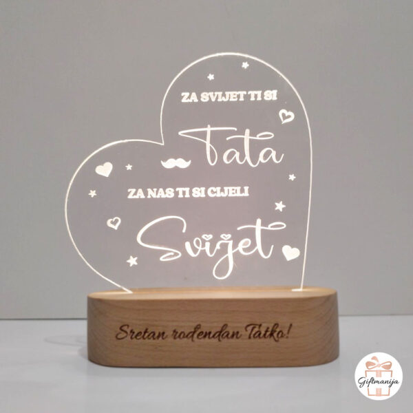 3d lampa; personalizirani pokloni; lampe s imenom; unikatni pokloni; lampe u boji; gravirane lampe; pokloni; noćna led lampa; personalizirana led lampa; giftmanija; poklon za tatu; poklon za dan očeva; poklon tati za rođendan; najbolji tata; tata;