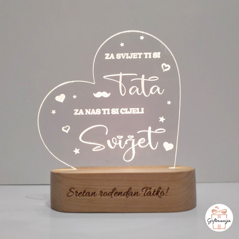 3d lampa; personalizirani pokloni; lampe s imenom; unikatni pokloni; lampe u boji; gravirane lampe; pokloni; noćna led lampa; personalizirana led lampa; giftmanija; poklon za tatu; poklon za dan očeva; poklon tati za rođendan; najbolji tata; tata;