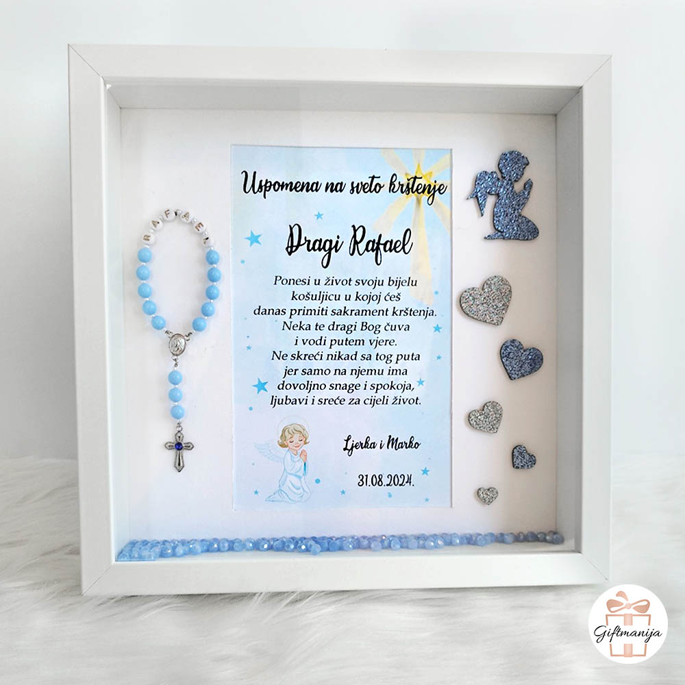 Giftmanija; personalizirani okvir; personalizirano; unikatni pokloni; pokloni; personalizirani pokloni; pokloni za krštenje; uspomena za krštenje