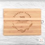 Personalizirana daska za rezanje s posvetom za tatu i plavom mašnom - Poklon za Dan očeva