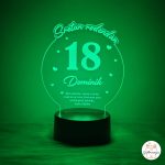 Personalizirana LED lampa za 18 rođendan s imenom Dominik i prigodnom posvetom koja svijetli