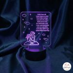 Ljubičasta svjetleća lampa za krštenje s oblacima i anđelom, savršen poklon za djevojčicu.