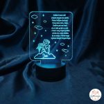 Personalizirana akrilna noćna lampa s imenom, motivom anđela i molitvom Anđele čuvaru.
