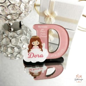 Personalizirani rozi magnet slovo za pričest s gravurom imena