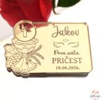 Personalizirane zlatne zrcalne zahvalnice za pričest kalež s hostijom i grožđem