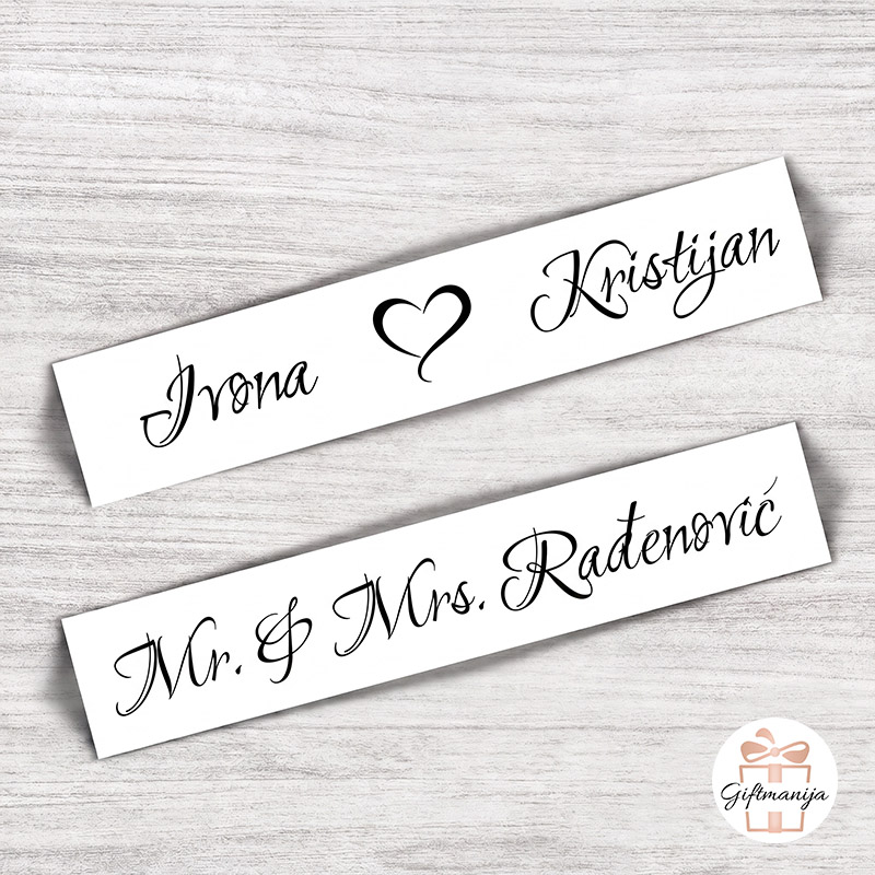 Vjenčane registracije Mr & Mrs za svadbeni automobil